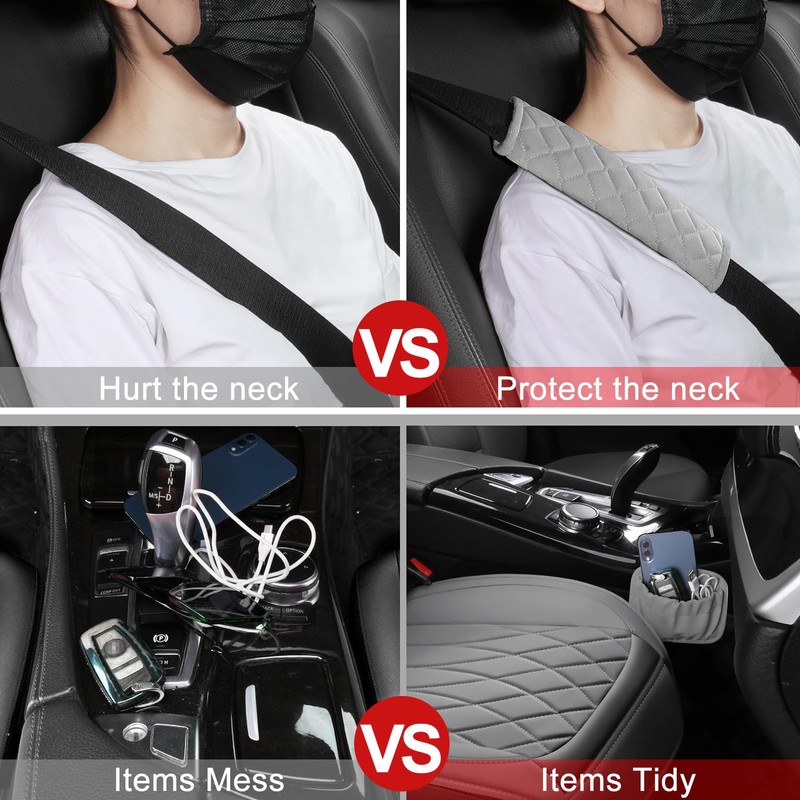 BEITK 2 Pack Leather Front Car Seat Covers, Universal Sideless