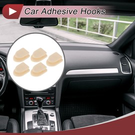 HEROFFIX 5 Pcs for Purses Bags Keys Water Bottles and Shopping Bags Car Storage Hooks Sturdy Car Adhesive Hooks Beige ABS 1.18"x0.79"