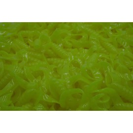 Killer Jigs 2" Yellow Twin Tail Twister Grubs Crappie Perch Walleye Bass Fishing Killer Jigs - 15 pack