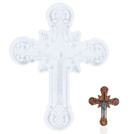 VILLCASE - Moldes de silicona para manualidades, molde de resina en forma de cruz, moldes de fundición de silicona para manualidades, molde de cruz epoxi y crucifijo para decoración religiosa