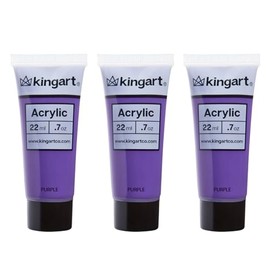 KINGART PRO Artist Quality PURPLE Acrylic Paint, 22ml (0.74oz) Tubes, 3 Pack - Set (66ml Total), Purple