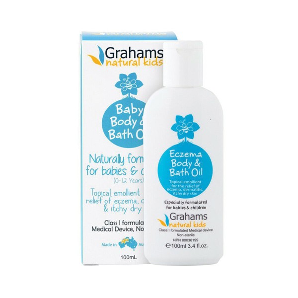 2 x 100ml GRAHAMS Natural Kids Eczema Body and Bath Oil ( Total 200ml )
