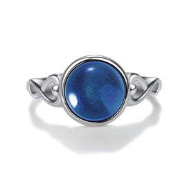 Precious Pieces Sterling Silver Round Mood Ring Changes Colors for Little Girls, Kids, Teenagers, Women or Adults