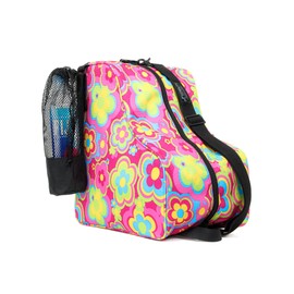 Fydelity Pink Roller Skate Bags for Women; Ideal Quad Roller Skate Bag or Roller Skate Bags for Girls; Use as Ice Skating Bag, Figure Skating Bag, Ice Skate Bags for Girls w/Clip-On Water Bottle Bag