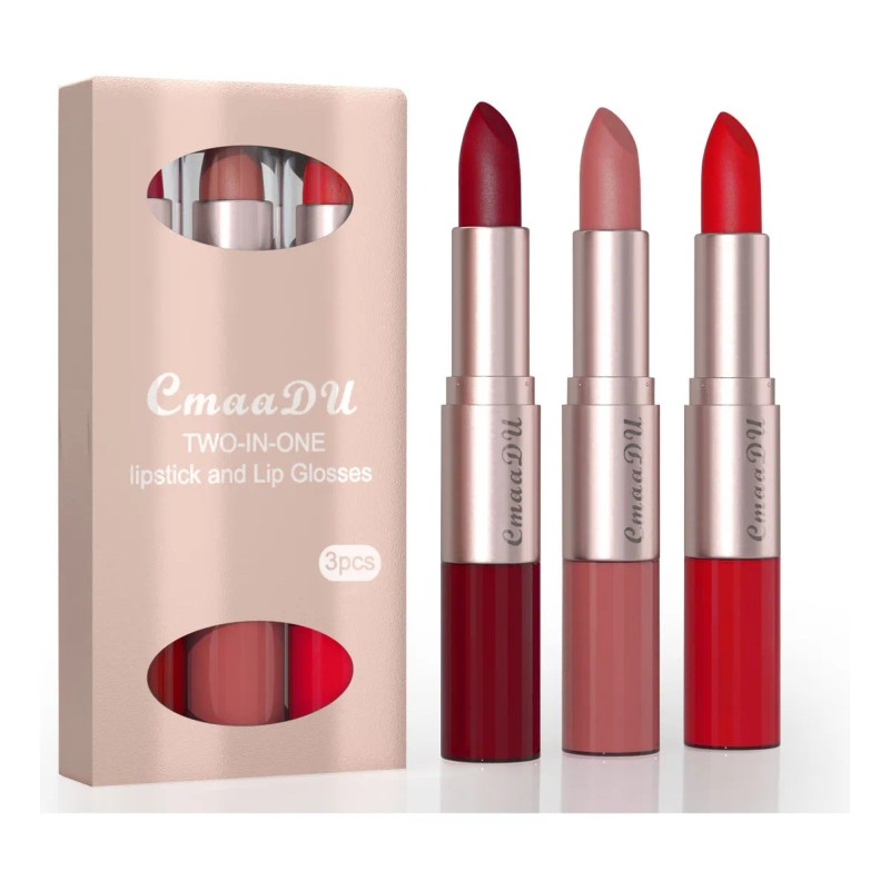 Set Cmaadu 3 Tubos Mate Labial Y Brillo 2 En