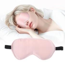 Silk Sleep Mask for Women,Eye Masks for Sleep with Adjustable Elastic Strap Comfortable Sleeping Mask for Kids Adult Travel Essentials(1 Pcs, Light Pink)