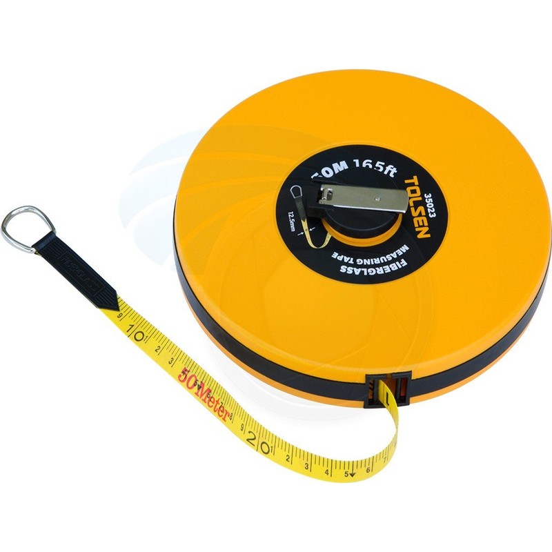 TOLSEN 50M 165FT Constriction Imperial Metric Fiberglass Measuring Tape Reel