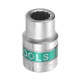 HARFINGTON 3/4" Drive 12 Points Socket 17mm Metric Shallow Impact Socket 40CR Galvanizing Flip Spindle Nut Impact Grade for Home Auto Nuts Bolts Repair, Silver Green