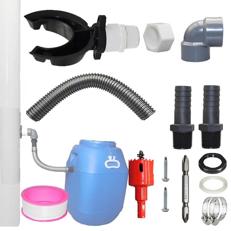 Rain Butt Connection Set, Rainwater Collector for Downpipes 70-100 mm,