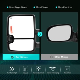 SCITOO Towing Mirrors Compatible with 2003 2004-2006 For Chevy Silverado For GMC Sierra Pickup A Pair Power Adjusted,Heated,LED Turn Signal Light,Clearance Light,with Chrome Cap Housing,Running Light