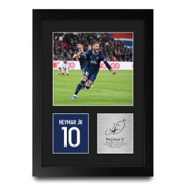 HWC Trading Neymar Jr PSG Gifts Printed Signed Autograph Picture for Football Fans and Supporters - A4 Portrait Framed
