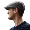 Hanna Hats Donegal Touring Cap Tweed Hat, Granite Grey Herringbone