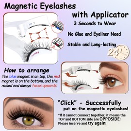 Magnetic Eyelashes with Applicator – 3 Pairs No Glue Reusable False Eyelashes Kit, Natural Wispy Strip & Half Lashes, Soft Comfortable Beginner-Friendly Set with Brushes – Chlffua Gift Box