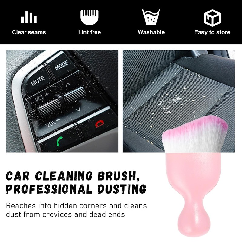 Ziciner Car Detailing Brush, Curved Soft Bristles Auto Removal Dust