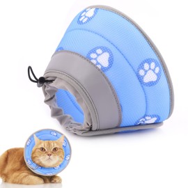 Supet Supet Cat Cone Collar Soft to Stop Licking After Surgery, Adjustable Soft Cat Recovery Collar for Small Dogs, Puppies and Kittens (Blue,L)