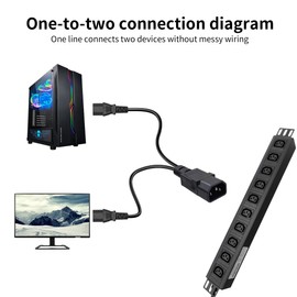 C14 to C13 Y Splitter YACSEJAO 10A/250V IEC 320 C14 to 2 C13 1 to 2 Power Extension Adapter Cable Cord(1FT/30CM)