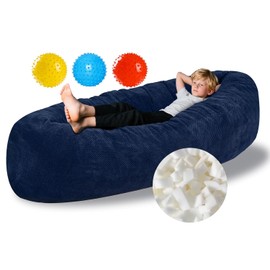 Sensory Chair for Autistic Children - Foam Peapod Sensory Canoe with Non-Slip Base, Soft Cover Machine Washable, Calming Cocoon for Kids(Navy Blue)