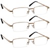 TruVision Readers 3 Pk - Gold Metal Frames and Clear