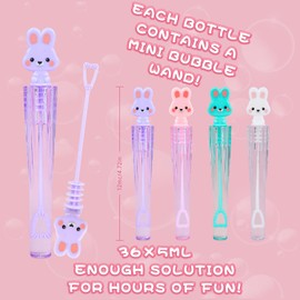 SULOLI 36 Pcs Easter Bunny Bubble Wands, Happy Easter Bubble Wand Bulk Toys Easter Gifts Stuffers Goody Bag Filler Easter Party Favors for Kids Adults