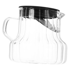 ULTECHNOVO Glass Coffee Pot with Vertical Stripe Pattern Espresso Server for Tea Coffee Elegant Water Jug with Lid Handle for Home Gatherings Daily Use