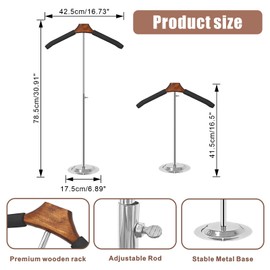 4 Pack T Shirt Display stand, Adjustable T shirt Shoulder Stand for Vendor Portable Hanging wooden Clothes Rack for Clothing Dress Jacket Coat Retail 17-31 Inch, Brown