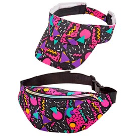 W WIDMANN MILANO Party Fashion - Belt Bag and Peaked Cap, 80s Funky Fashion Outfit, Bum Bag, Capy, Accessories Carnival