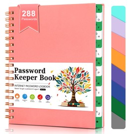 Spiral Password Book with Alphabetical Tabs, A6 Small Password Logbook, Portable Password Book for Seniors, Password Organizer for Internet Website Login Detail, A-Z Alphabetical Notebook, Pink