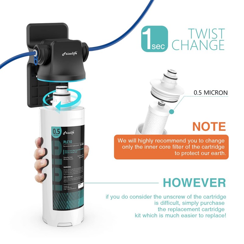 Frizzlife SW10-HF Replacement Housing Kit With PLC10 Filter Cartridge Inside