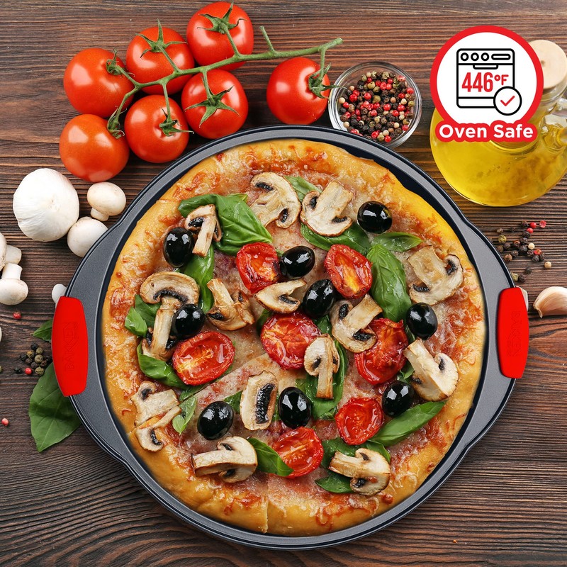Pizza Tray Carbon Steel Pizza Pan with Holes and Non-Stick
