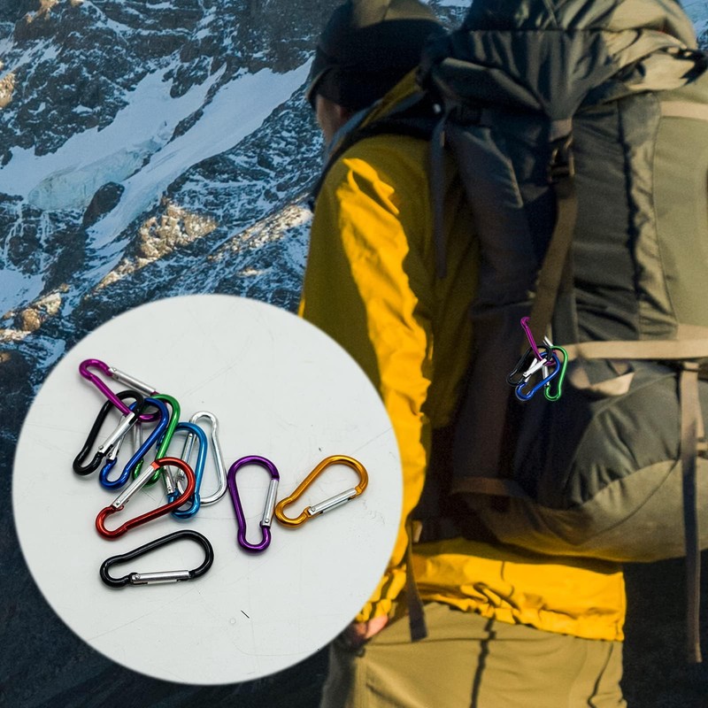 10 Pcs Carabiner Clip, 46mm/1.6inch Multicolor Locking Key Chain Clips,
