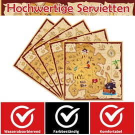 Yomover Pirata - Tovaglioli di carta per feste dei pirati per bambini, 50 pezzi