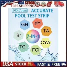 Easy Test WEBEST Accurate Pool & Spa Test Strips - 7 in 1 Chemical Testing - 100 strips