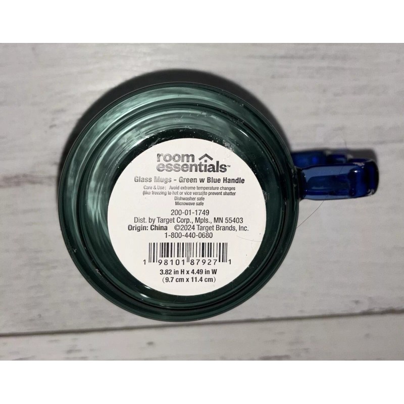 Room Essentials Glass Mug - Green with Blue Handle -