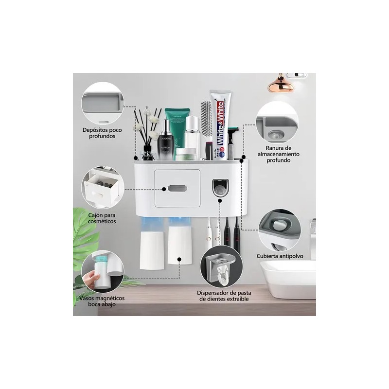 Soporte Para Cepillo De Dientes Con Dispensador Automático