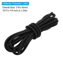 PATIKIL 1/4" x 10' Bungee Shock Cord, 6mm Thick Kayak Stretch String Rope Heavy Elastic Rope Marine Tie-Down Strap for Kayaking Boating Camping, Black