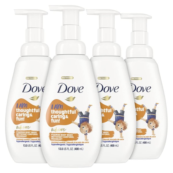 Dove Foaming Body Wash For Kids Coconut Cookie Sulfate-Free Skin Care, 13.5 Fl Oz, Pack of 4