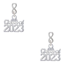 Delight Jewelry Silvertone Class of 2023 Silvertone Infinity Post Earrings