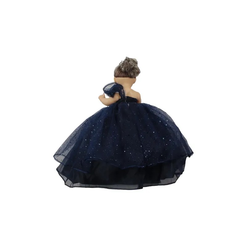 Muñeca Quinceañera Recuerdo 15 Años Azul Marino Petro 33 Cm