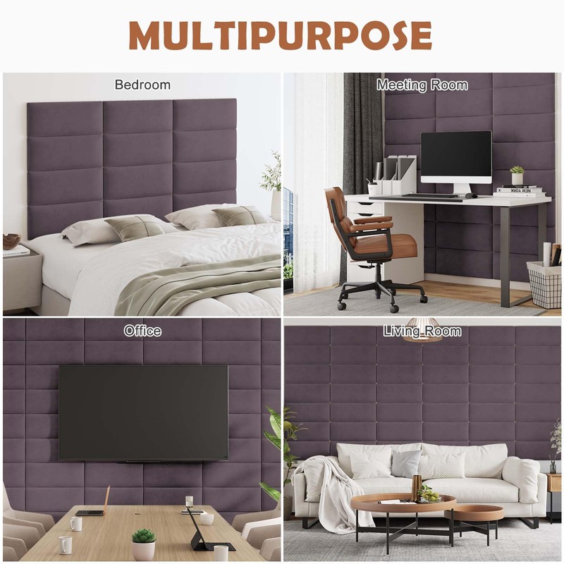 IFNOW Wall Mounted Upholstered Headboard Full, 3D Peel and Stick