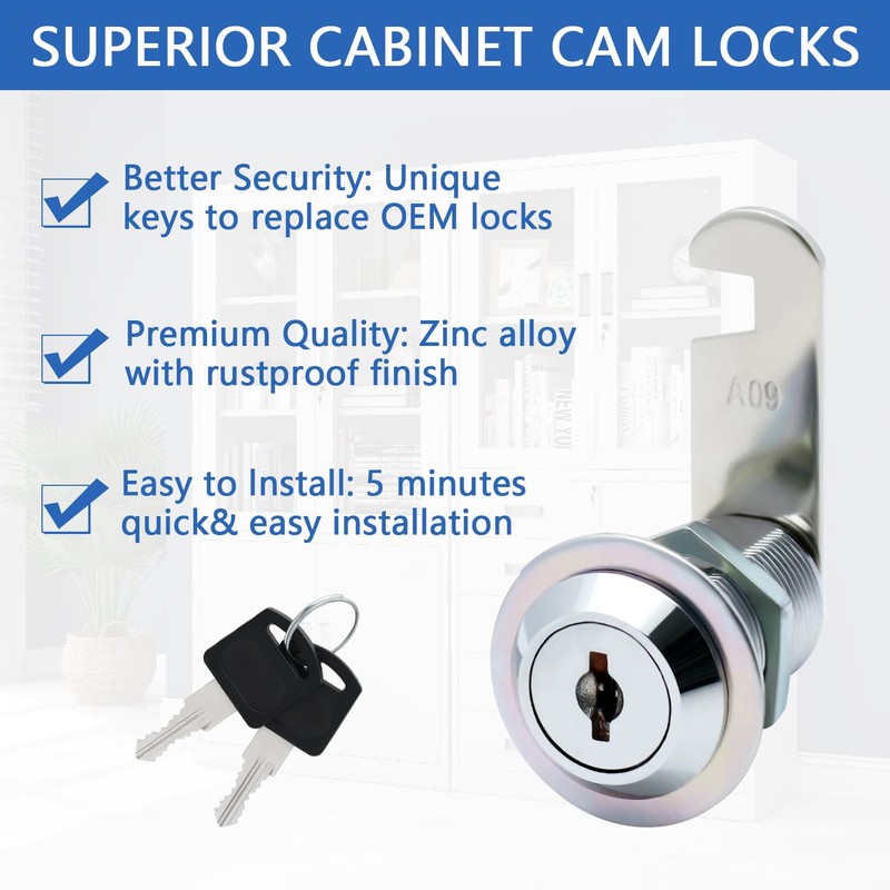 AOTWSEN Cabinet Locks with Keys, Lock for Cabinet,Keyed-Alike Zinc Alloy