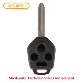 AKS KEYS Replacement for Subaru Remote Key Shell That Uses 4 Buttons Uncut Blade Compatible with 2012-2017 Forester Legacy Impreza Outback STI WRX XV Crosstrek Select Models. Shell only (2)