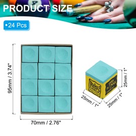 PATIKIL Billiard Pool Cue Chalk, 24 Pack Snooker Billiard Cue Chalk Pool Stick Chalk Table Accessories for Billiards Cue Stick Tip, Light Green