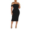 PINSV Women Ruched Off Shoulder Dress Bodycon Party Elegant Midi