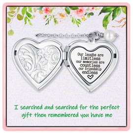 OLLaili Best Friends Gifts Friendship Gifts Locket Necklace for BFF Sister Besties Women Valentines Day Gifts Female Friends Birthday Christmas Gifts