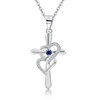 Sterling Silver Trendy Cross Pendant Necklace Dangle Love Heart with