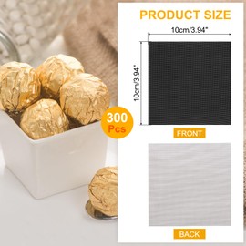 uxcell 300pcs Foil Candy Wrappers, 4 x 4 Inch Chocolate Bar Wrappers, Aluminum Foil Paper for Caramel Candy Packaging Decoration (Black, Fine Grid)
