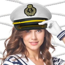 Gorro Sombrero Disfraz de Capitán Marinero Marinera Sexy Gorra Disfraz Fiesta Halloween Color Blanco GRUPO CARNAVALLIA