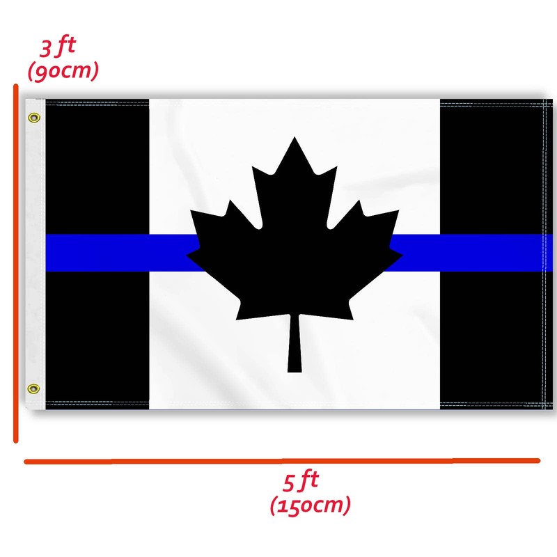 3×5 FT Thin Blue Line Canada Flag, Large 100D Honoring