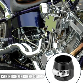 X AUTOHAUX 5 Pcs AN10 Hex Car Hose Finisher Flexible Rubber Pipe Clamp with Screw Band Adapter Fitting for Oil Fuel Water Tube Black