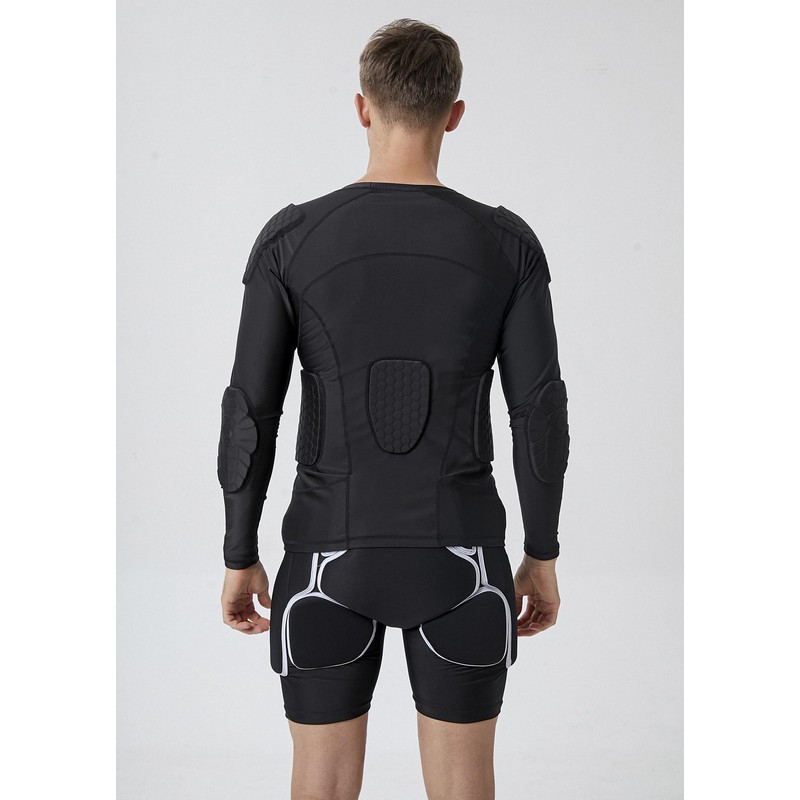 Topeter Adult Compression Padded Shirt Protective T-Shirt Rib Chest Back